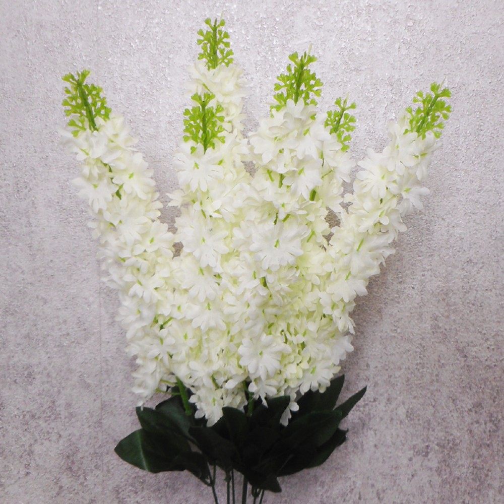 Artificial Delphiniums Plant Cream 64cm Artificial Flowers